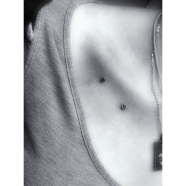 Claire's Micro Dermal's along the collarbone
