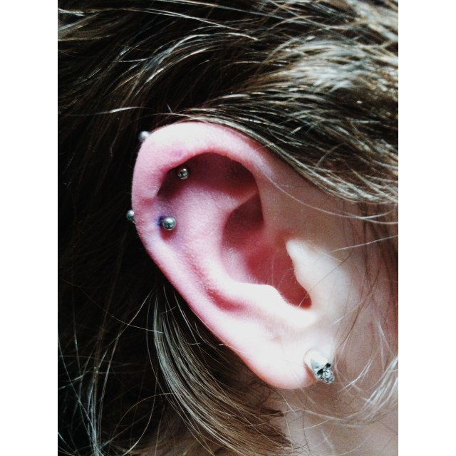 Double Top Ear Cartilage Piercings