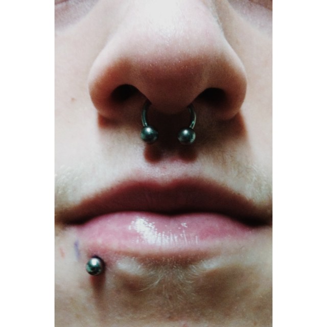 Dan's Septum & Lip Piercings