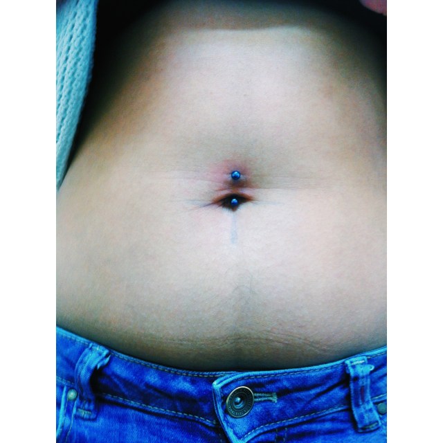 Blue Titanium Navel Piercing