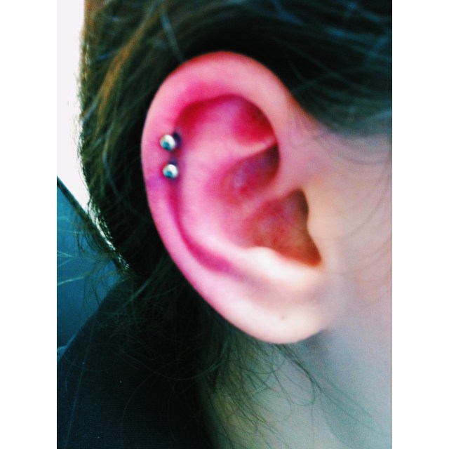 Double Top Ear Cartilage Piercings