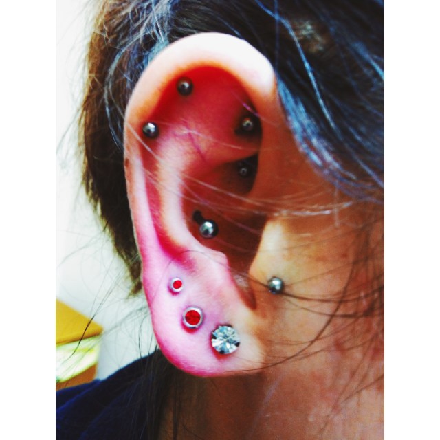 Georgie's Tragus, Rook, Conch & Lobe Piercings