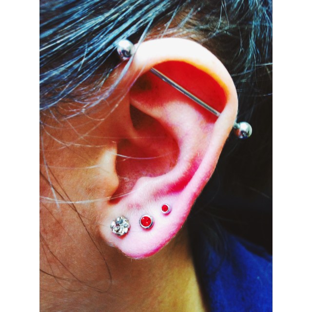 Georgie's Scaffold & Lobe Piercings