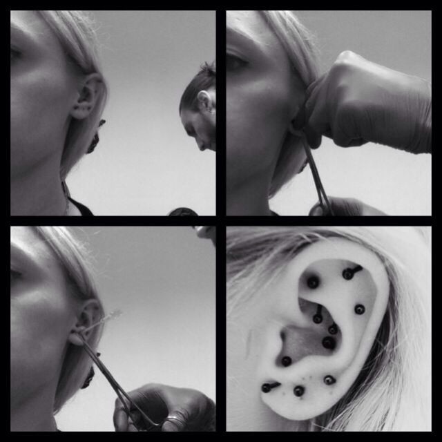 Second (of lower three) Lobe Drift Piercing