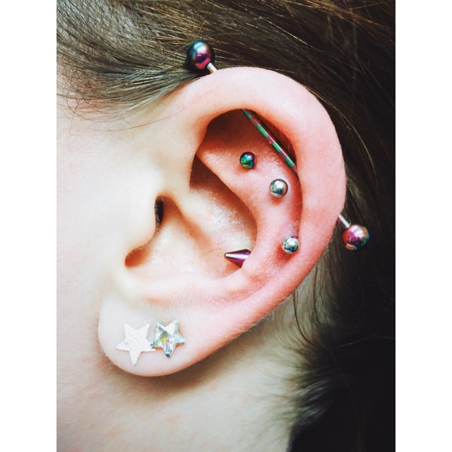 Sophia's Double Helix Piercings