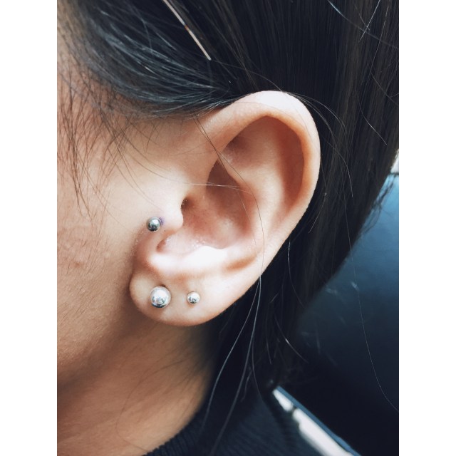 G's Tragus & Lobe Piercings