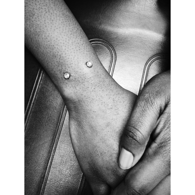 Natesha's Micro Dermal Wrist Piercings
