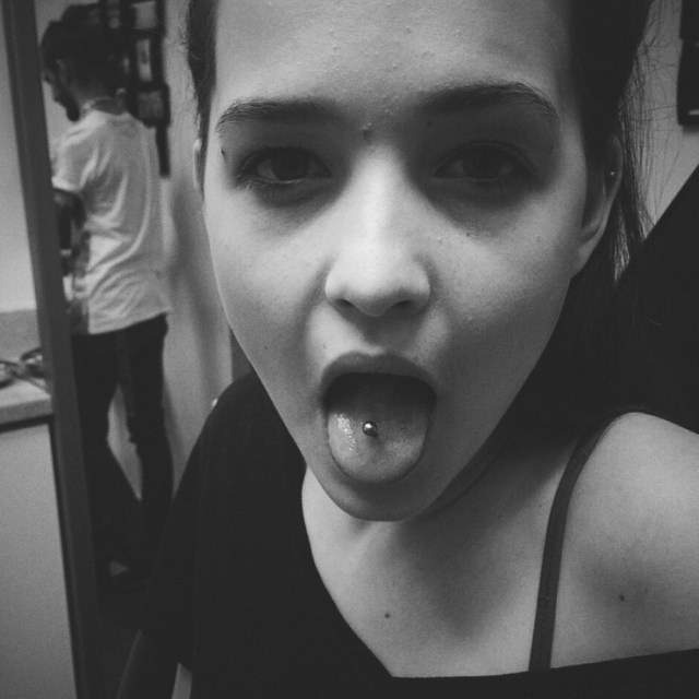 Billie's Tongue Pierced